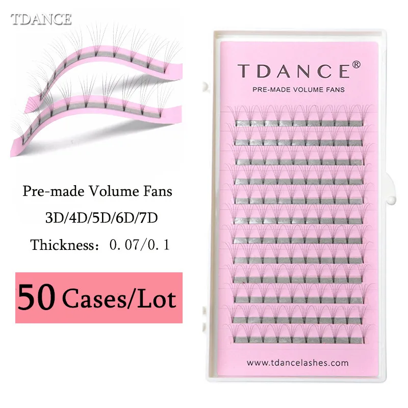 50 шт/лот TDANCE предварительно сделанный фен для придания объема ресниц расширение искусственный норки предварительно сделанные русские объемные удлинители ресниц