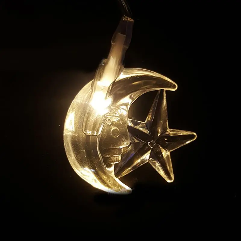 

Elegant Moon Star String Lights for Eid Decorations 20 LEDs Ramadan Festival Fairy Lamp Indoor Outdoor Bedroom DIY Decoration