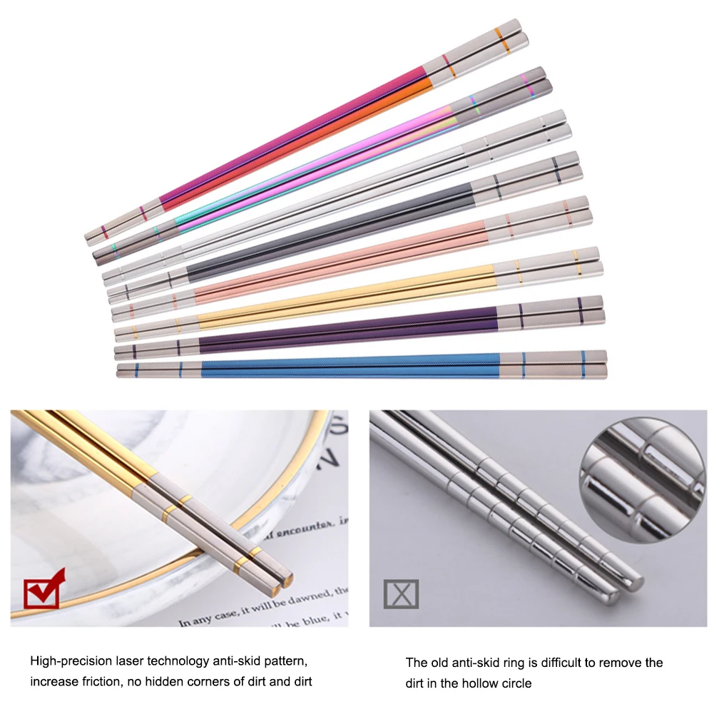 

5Pairs Sushi Chopsticks 304 Stainless Steel Chopsticks Set With Gift Box Non-Slip Anti-Scalding Chopsticks Tableware Gift