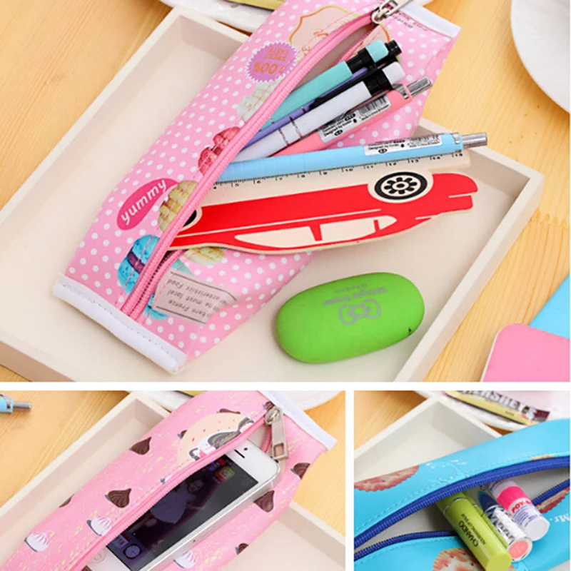 PU Leather Pencil Bag Reative Macaron Kawaii CSchool Case For Girls Chocolate Cracker Kids Gift School Supplies | Дом и сад