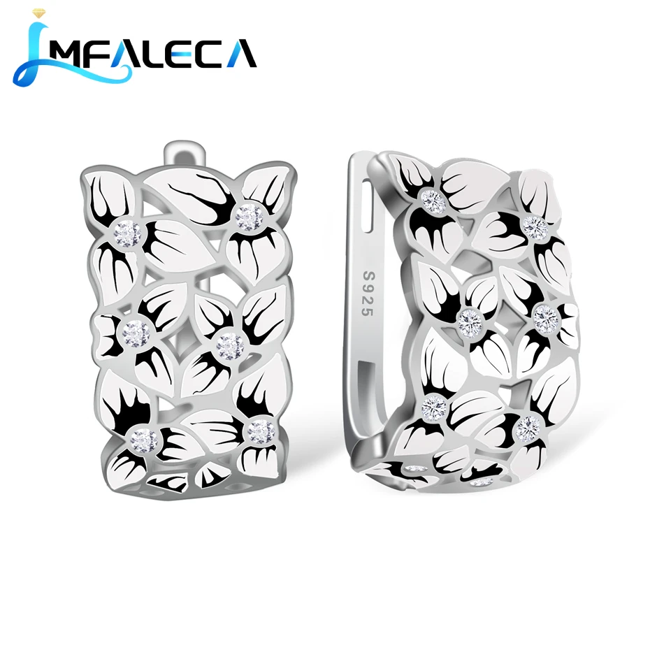 LMFALECA изысканные серебряные Ювелирные наборы белый и цветок из черной эмали