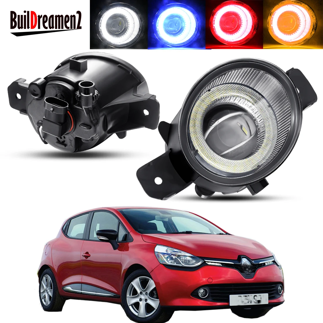 

2 X Автомобильные противотуманные фары Angel Eye в сборе светодиодный светодиодные линзы, противотуманные дневные фары DRL для Renault Clio 3/III Hatchback ...