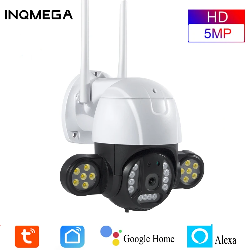 INQMEGA 5 Мп Tuya PTZ камера Smart Life IP камера WiFi камера безопасности Bullet CCTV камера видеонаблюдения с Google Alexa - изображение