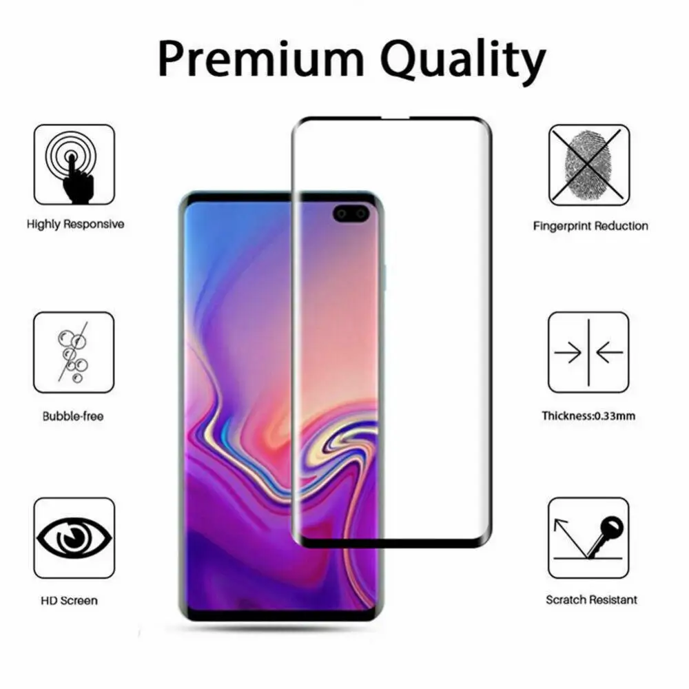 

6D Curved Tempered Glass Screen Protector for Samsung Galaxy S10/S10 Plus/S10E Mobile Phone Accessories