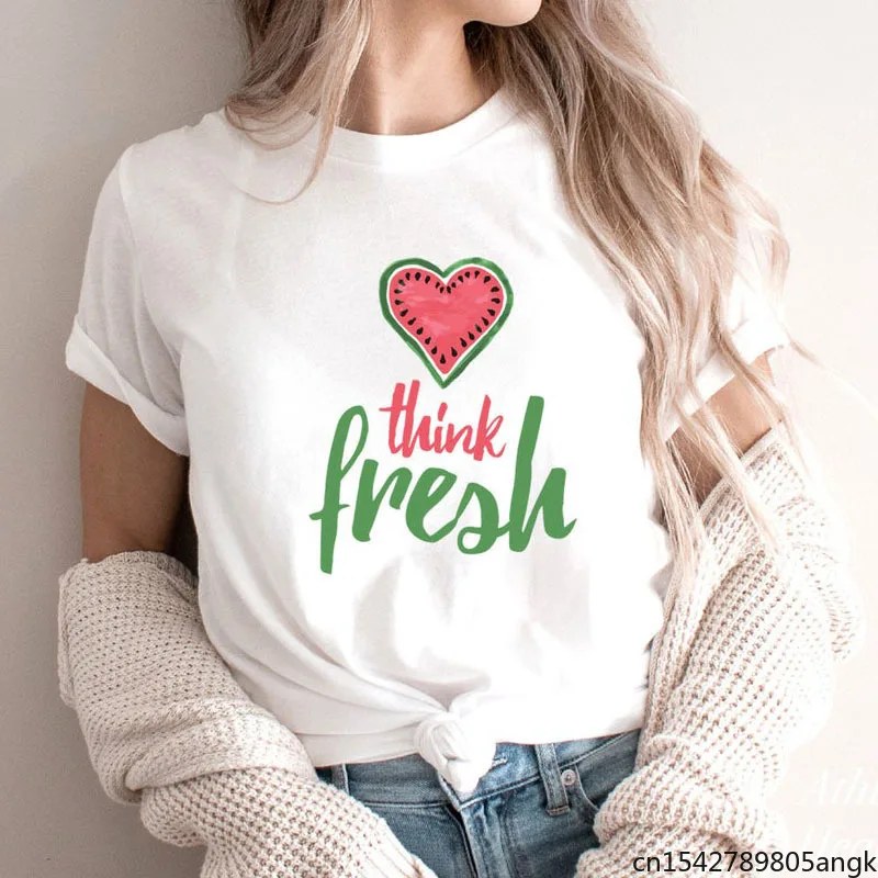 

Love Watermelon Summer Vibes Women Fashion T Shirt Black Female Casual Tops 90s Girls Cute Graphic Short Sleeve
