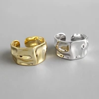 fashion irregular concave convex gold silver color ring width open finger ring for women men jewelry