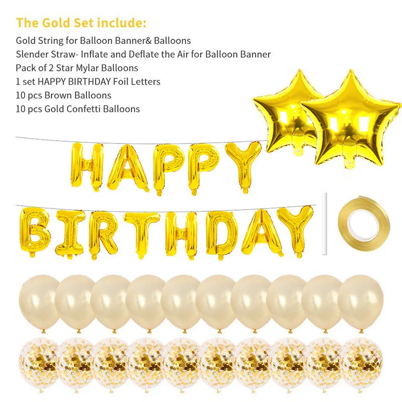 

Happy Birthday Balloons Party Supplies Decoration Letter Helium Foil Balloons Globos Balony Banner Baby Shower Latex Balloons