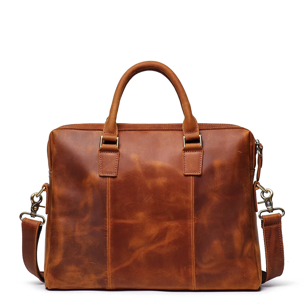 Hot style male mad horse leather handbag leather large capacity computer bag cowhide one shoulder slung briefcase