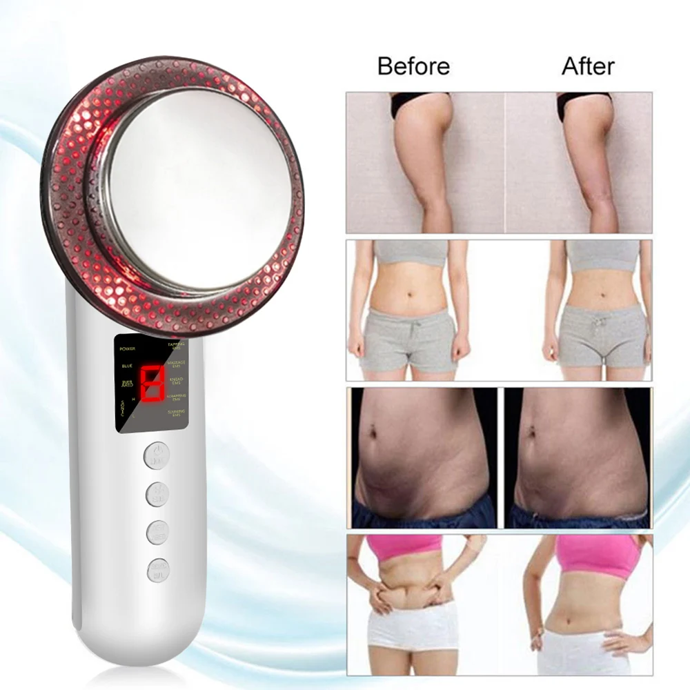 Три-в-одном EMS микро-Текущий массажный красного и синего цветов средства ухода за