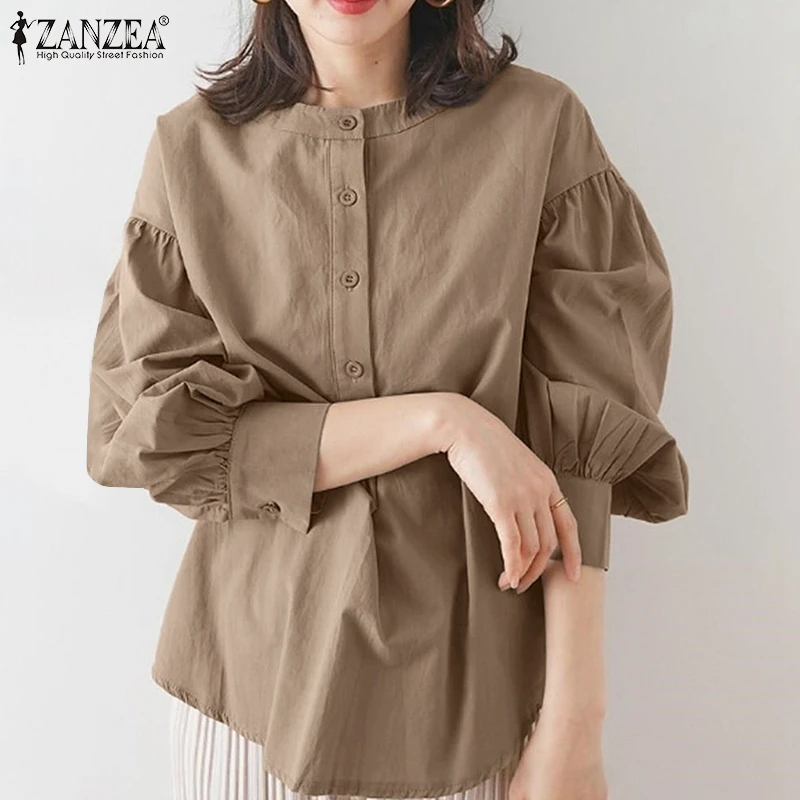 

ZANZEA Woman Long Sleeve Street Blouse Bohemian Autumn Lapel Elastic Waist Chemise Fashion Casual Loose Elegant Party Blusa Tops