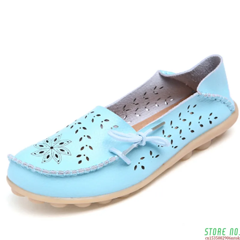 Sapatos de Couro Apartamentos Femininos Genuíno Mulher Mocassins Deslizamento-on Feminino Senhoras Condução Sapato Mãe Calçado