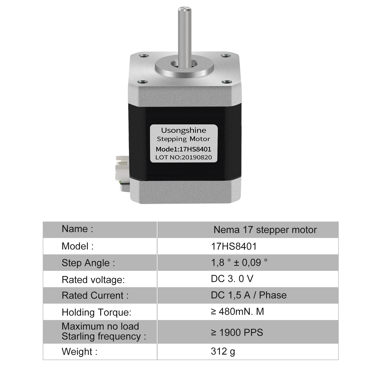 Электродвигатель шаговый Usongshine Nema17 Nema 17 42 мм Мотор 48 1 7 А (17HS8401) 4-проводной для