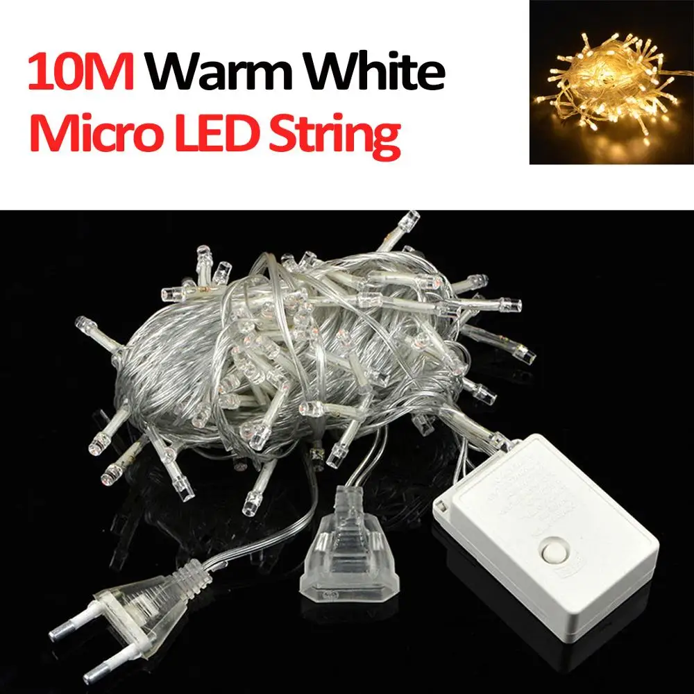 10M LED String Warm Светодиодный свет шнура 220 В ЕС уличные светящаяся гирлянда Праздничные рождественские гирлянды с утолщённой меховой опушкой, декоративный светодиодный лампы новогодний декор - Emitting Color: 10M LED String Warm