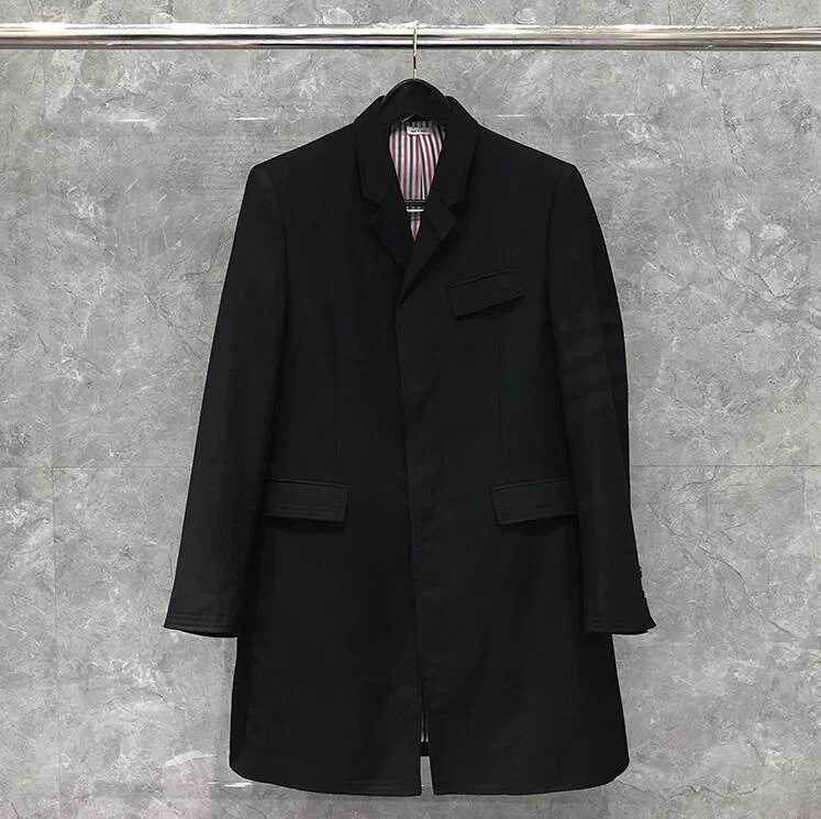 

Ветровка мужская, длинная, с отложным воротником, черного цвета, весна-осень, 2021