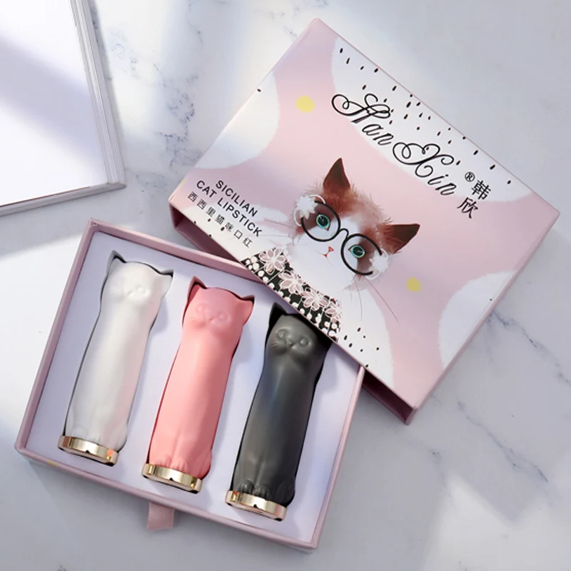 Набор губной помады для макияжа с изображением кота из мультфильма матовая