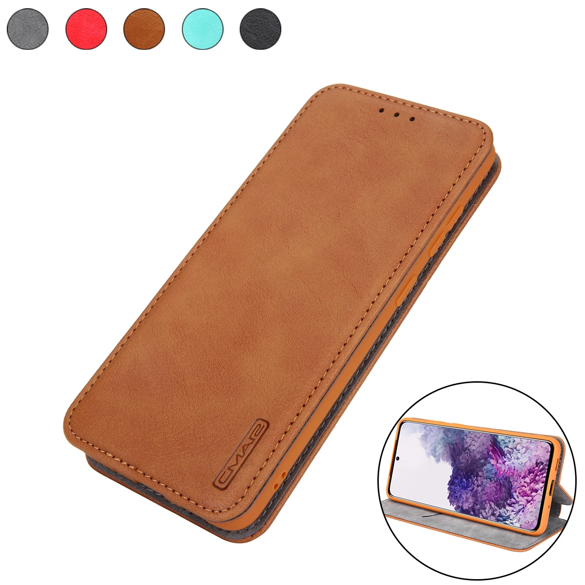 

Solid Color Wallet Card Slot Leather Case For Samsung Galaxy S20 Ultra S10 Note 10 Plus Fashion Business Invisible Bracket Cases