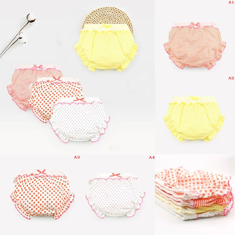 1 шт. Детские хлопковые трусы с оборками в горошек|Трусики| |