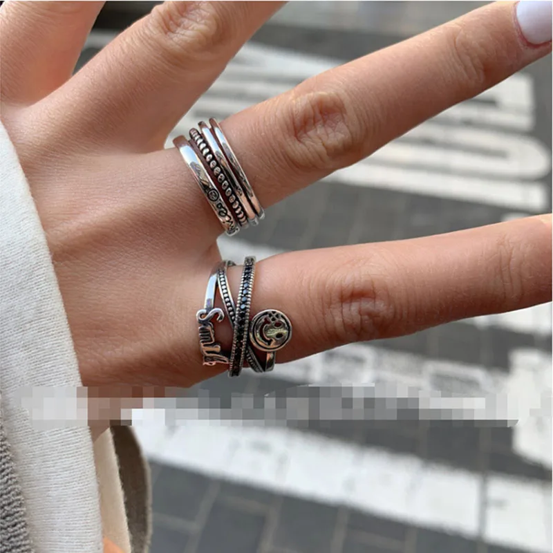 Кольца XIYANIKE серебряного цвета для вечеринки женщин креативные винтажные