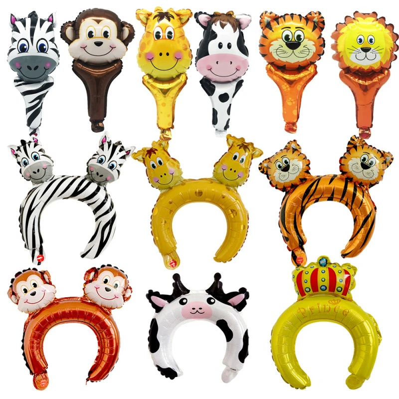 10 шт. Зебра корова жираф Лев обезьяна фольга воздушные шары мини животное ручная