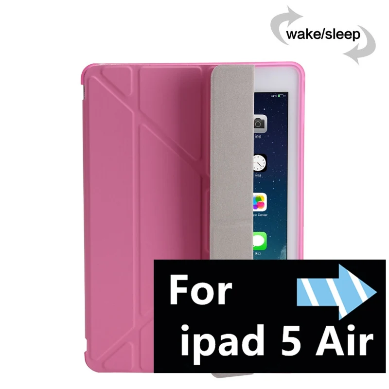 Умный для нового ipad 9,7 / флип-чехол с подставкой для ipad 5 Air ipad mini 1/2/3/мягкий ТПУ задний кожаный чехол подставка для планшета чехол - Цвет: 5 pink