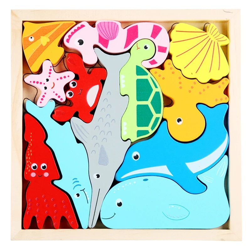 

Child Puzzle Ocean Animal Three-dimensional Puzzle Compatible Educational Kids Big Size Toys For Boys Girls