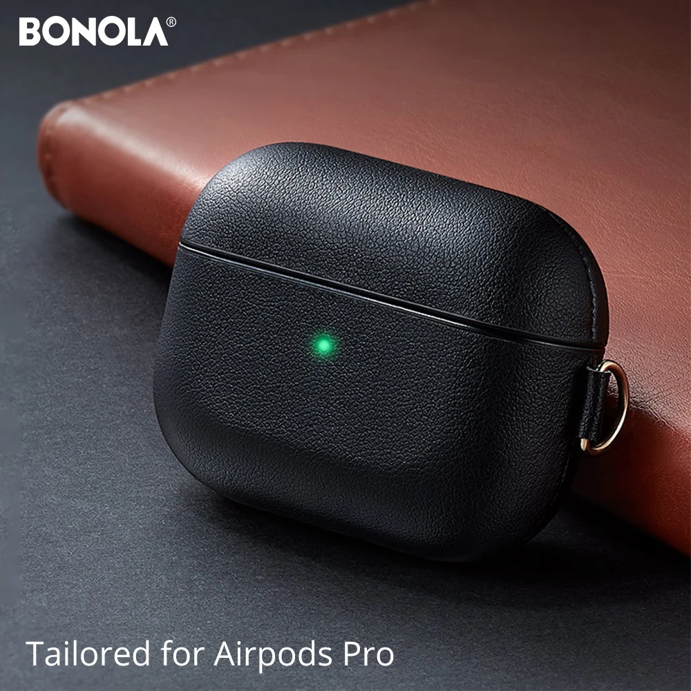 Кожаный чехол Bonola для Airpods Pro, противоударный защитный чехол s для Airpods 3 с чехлом-брелком для наушников Apple