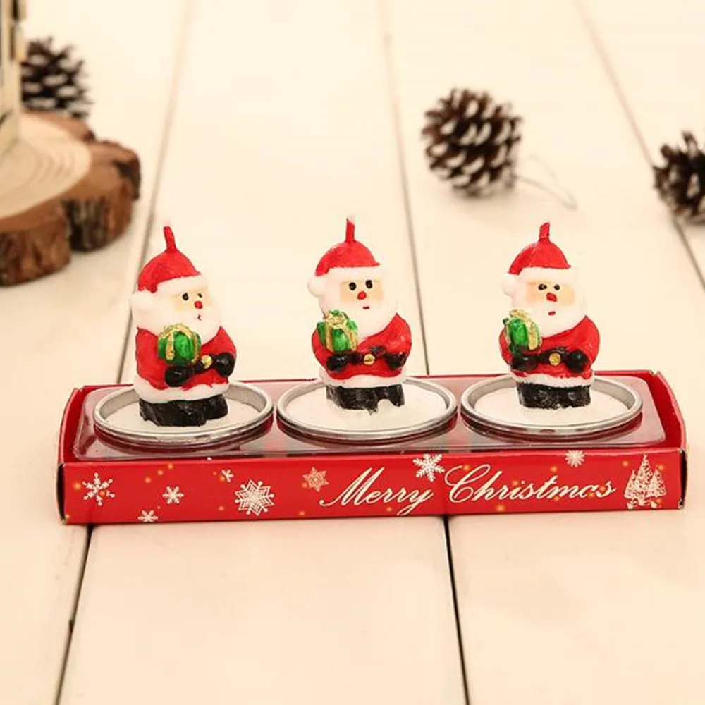 3pcs Santa 1 Рождественские украшения для дома 3 шт Короткие свечи держатель новогодний вечерние Рождественский подарок-украшение adornos de navidad - Цвет: 3pcs Santa 1