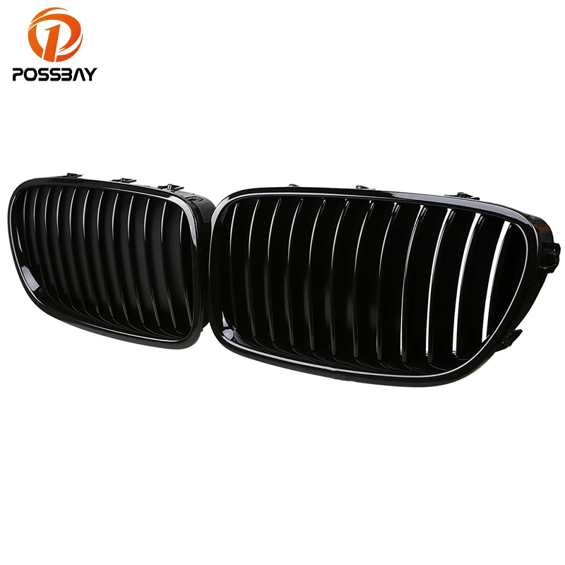 

POSSBAY Auto Front Center Kidney Grille for BMW 5-Series F11 525dX/528i/528iX/530d/535d Touring 2010-2016 Gloss Black Car Grills