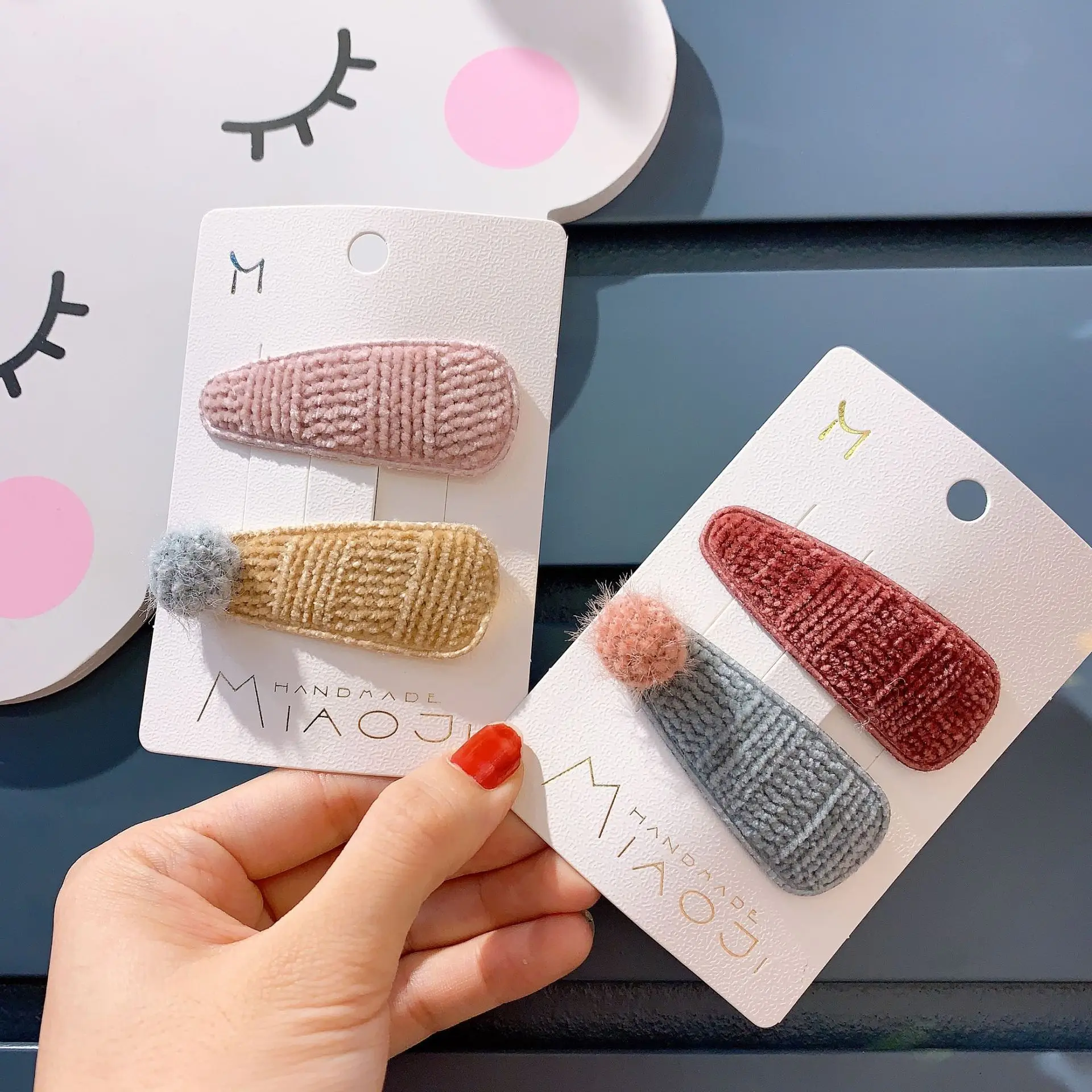 Корейский карамельный цвет плюшевая шерсть мех шпилька BB клипсы Модные женские осенне-зимние геометрические капли волос заколки для волос аксессуары