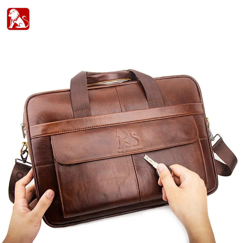 

New Luxury Cow Genuine Leather Business Men's Briefcase Male Shoulder Bag Real Leather Men Messenger Bag Travel Computer Bag