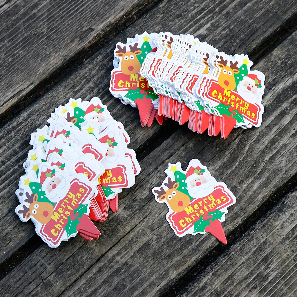100 штук Санта Снеговик Олень кекс топперы дети день рождения торт Декор