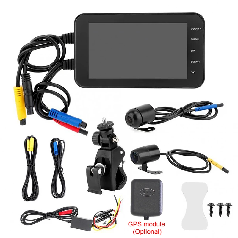 

4 Inch Motorcycle DVR Wifi Camera FHD 1080P Waterproof Dash Cam Dual Lens Front Rear View Video Recorder Moto Bike Dashcam