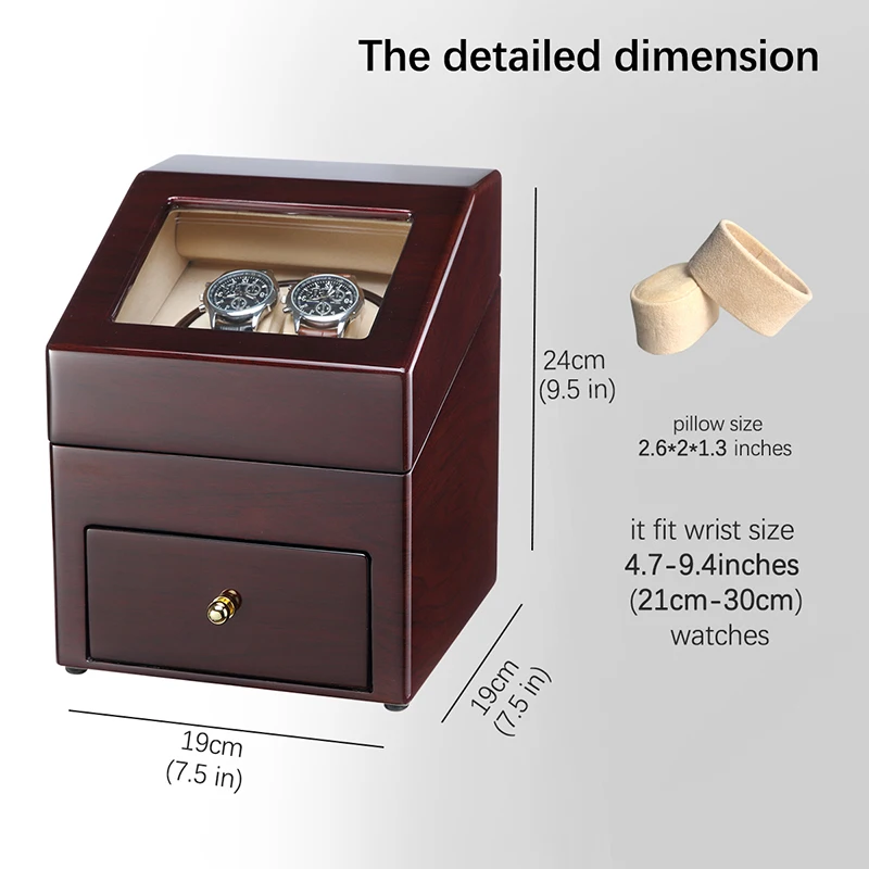 Автоматический деревянный 2 слота часы Winder Box чехол для хранения с фортепиано