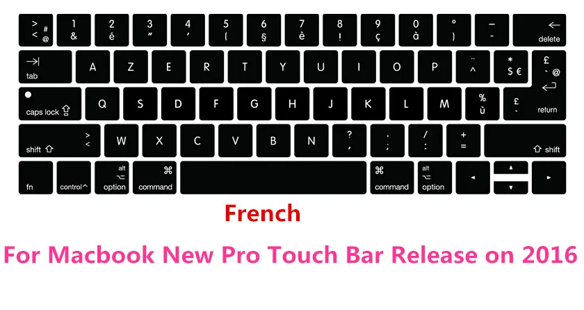 HRH силиконовый арабский Colemak Dvorak французский Иврит Клавиатура чехол для Macbook2017 Pro 1" A1706 A2159 15" A1707 сенсорная панель - Цвет: French