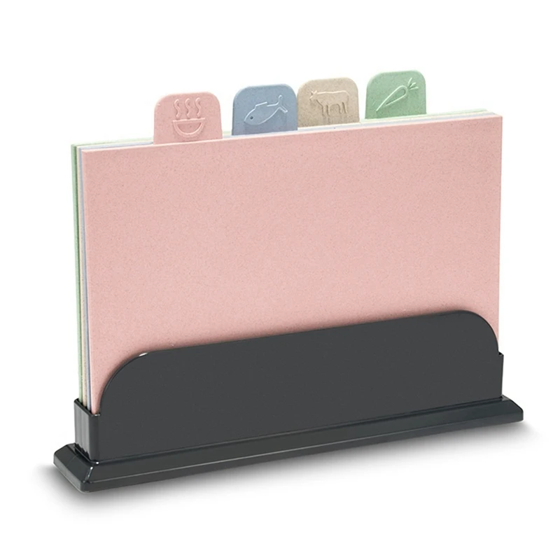 

Cutting Boards Set for Kitchen Holder,Easy-Grip Handle, Chopping Boards with Draining Rack & Food Icons for Kitchen