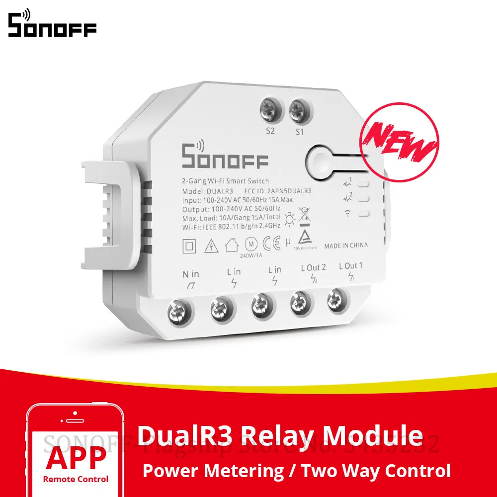 Умный Wi Fi переключатель Itead SONOFF DualR3 двухпозиционный сделай сам миниатюрный