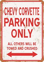 wallcolor 812 metal sign chevy corvette parking only vintage look