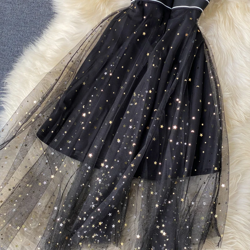 Женское винтажное платье SINGRAIN корейское повседневное Сетчатое лоскутное