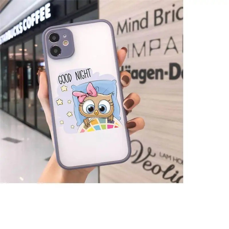 

Lovely Animal Owl Phone Cases matte transparent For iphone 7 8 11 12 plus mini x xs xr pro max cover