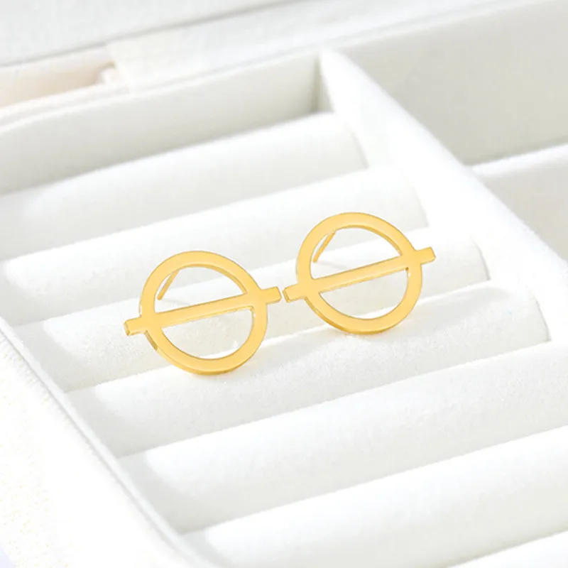 В простом стиле с овальной Четырехсторонние серьги со шпилькой для женщин