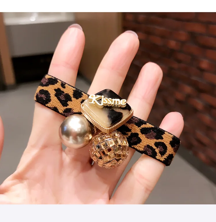 

New High Grade Female Hair Accessories Elastic Hair Bands Leopard Widen Fabric Hair Ties Both Use on Bracelet