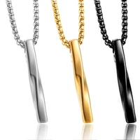 2021 fashion new black rectangle pendant necklace men trendy simple stainless steel chain men necklace jewelry gift