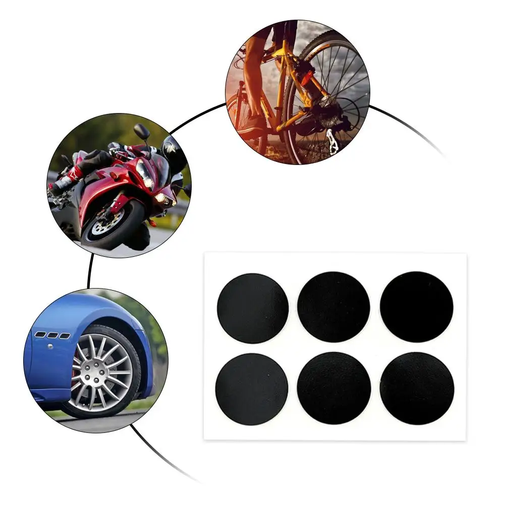 

6Pcs High Quality Round Bicycle Car Tire Tyre Rubber Patch Piece Cycling Puncture Repair Tools Kits Car Accessories