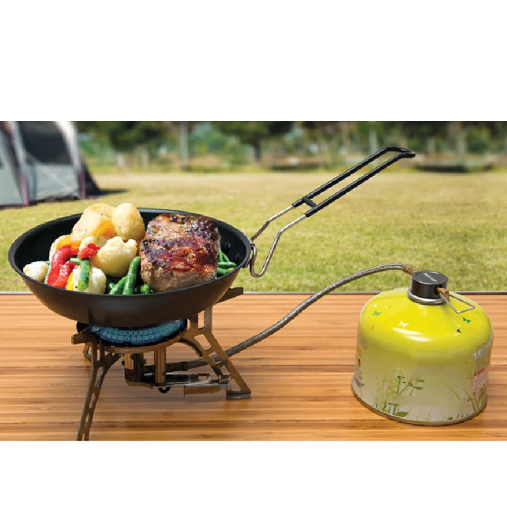 

Iron Non-Stick 24cm Frying Pan Camping Folding Pot Cookware Folding Handle