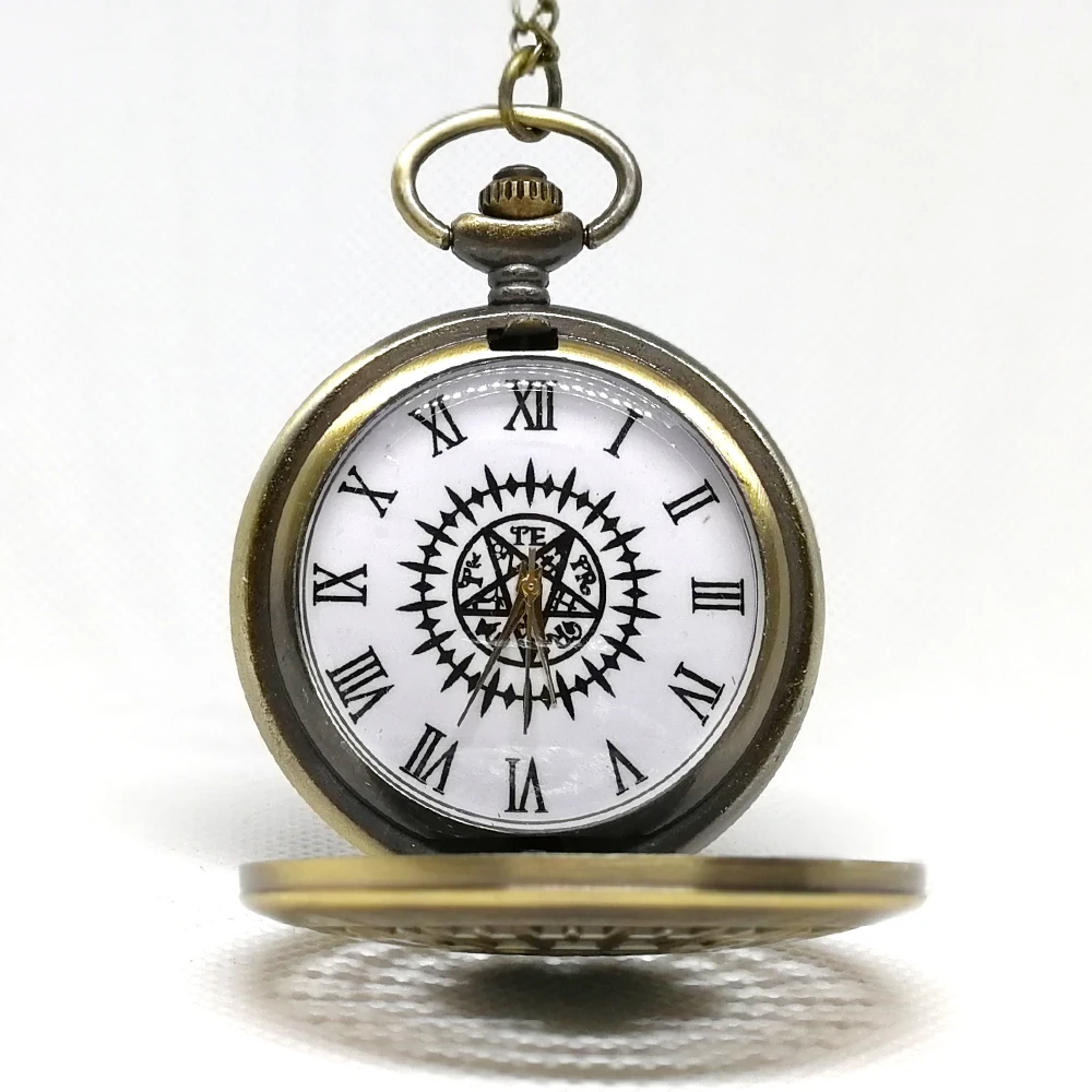 Часы Kuroshitsuji мужские и женские аналоговые кварцевые карманные часы черного цвета