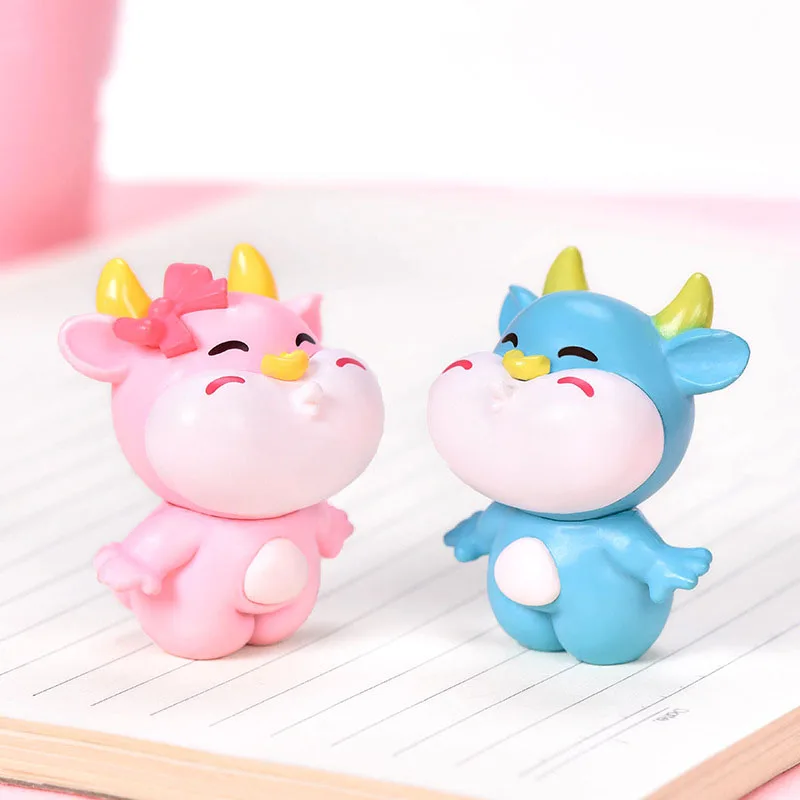 2 шт./лот с мультяшными изображениями влюбленных корова синего розового цвета