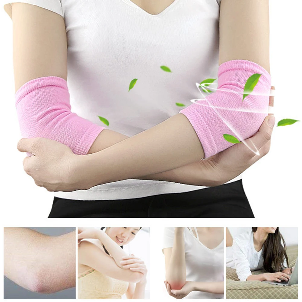 

2pcs Pink Moisturizing Gel Elbow Mats Skin Care Breathable Nursing Sleeves Protector Guard Shield Exercise Wrist Protector Brace