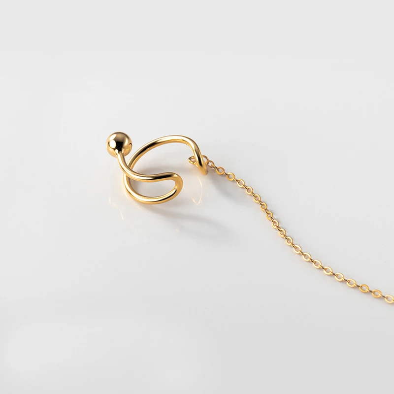 

MloveAcc INS No Pierced Silver Clip on Cuff Earrings 925 Sterling Silver Long Tassel Earrings for Women