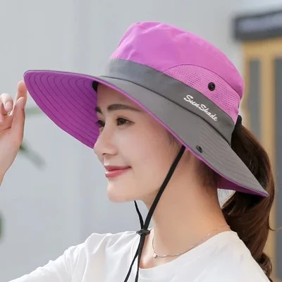

Outdoor UV Protection Hat Fashion Summer Big Brim Sun Hat For Female Seaside Sun Protection UV Cap Wild Fisherman Hat Dropship