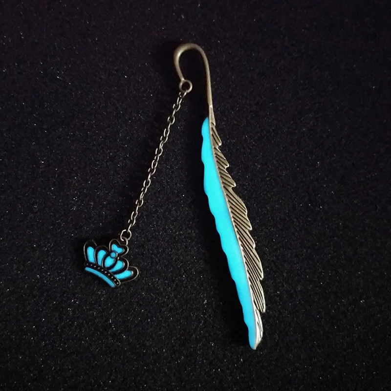 Светится в темноте перо Корона Светящиеся серебряные закладки страница маркер